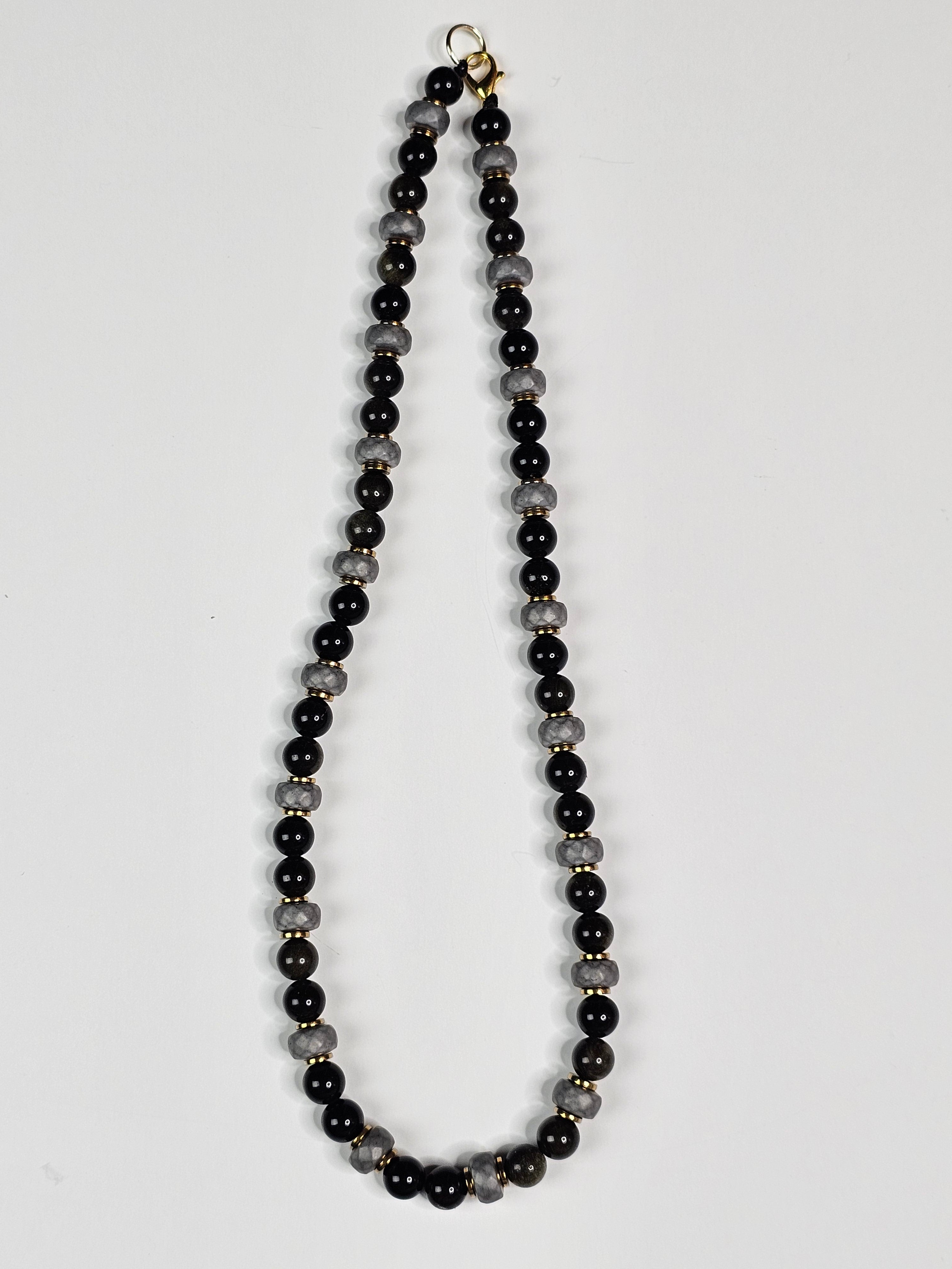 All Black Obsidian & Druzy With Goldtone/Silvertone Hematite Spacers