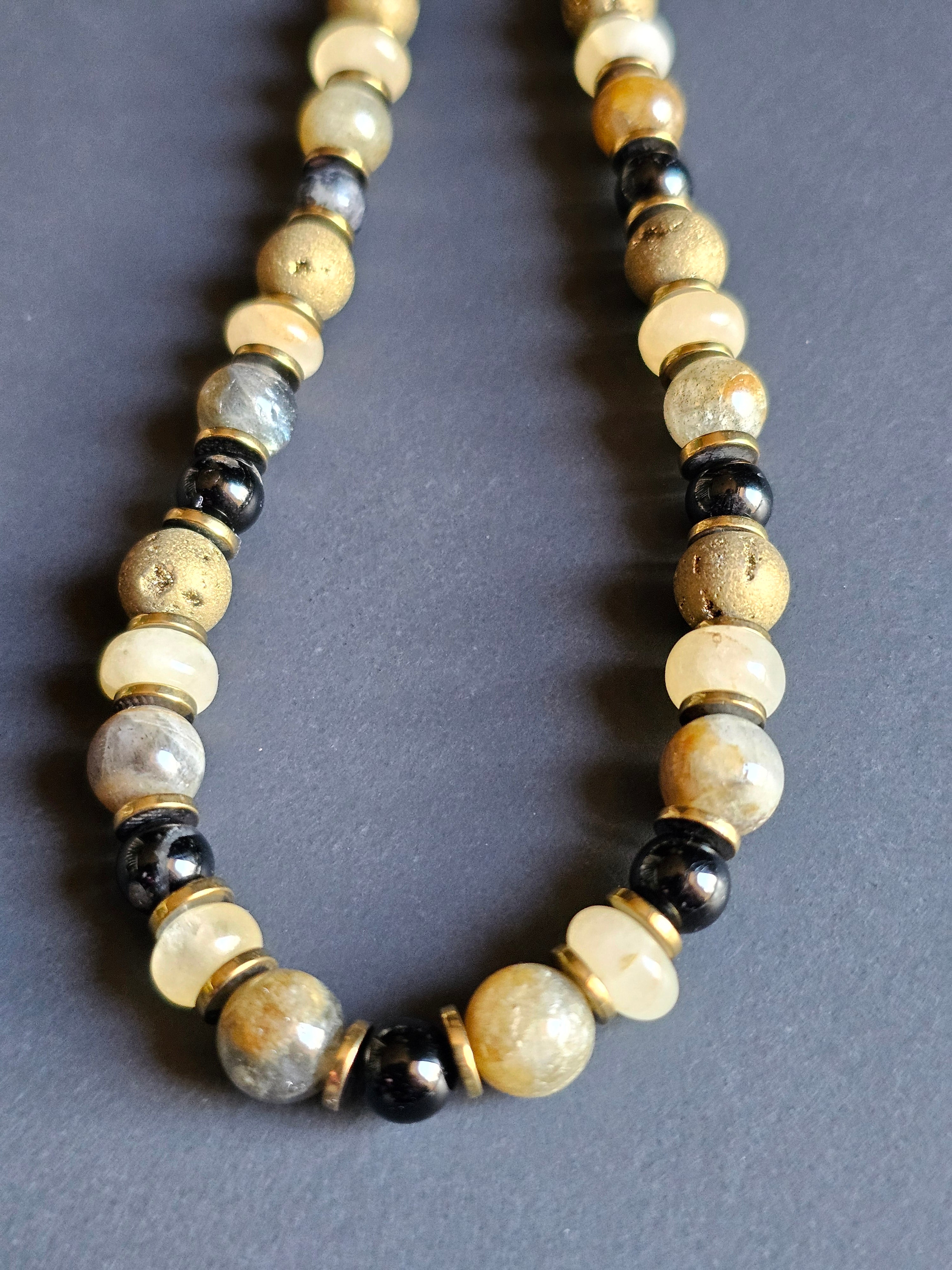 Black Tourmaline, Citrine, Labradorite & Gold Druzy