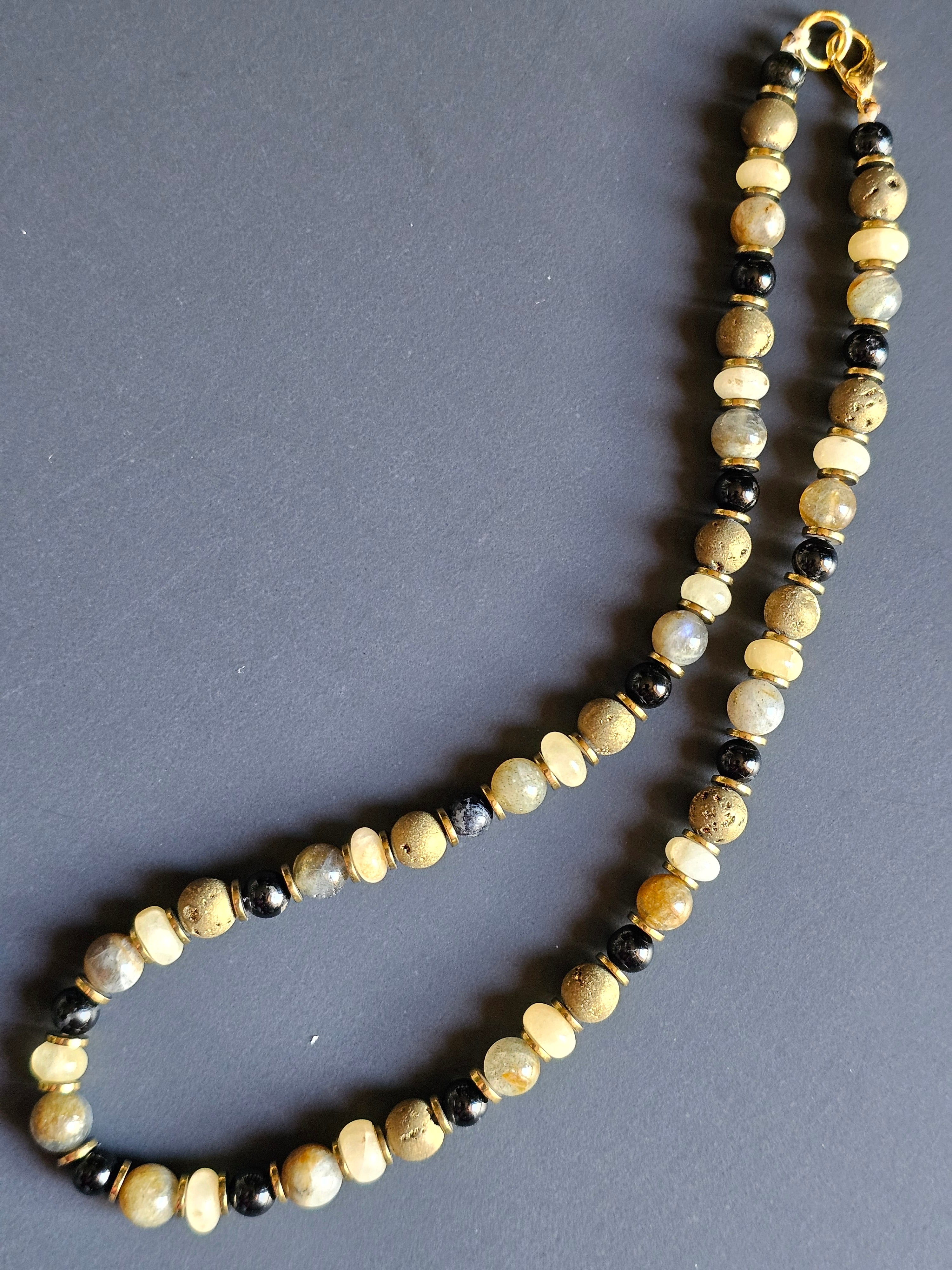 Black Tourmaline, Citrine, Labradorite & Gold Druzy