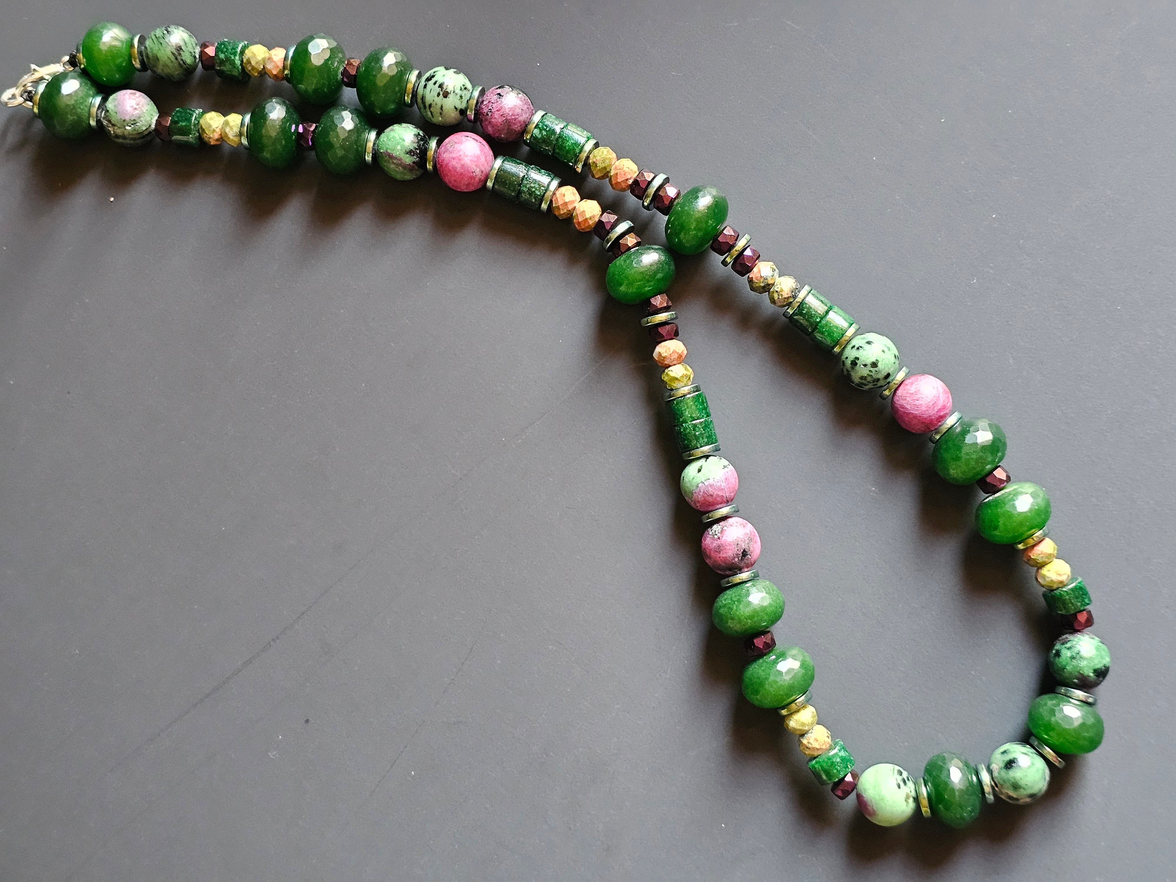 Ruby & Zoisite, Unakite, & Green Jade