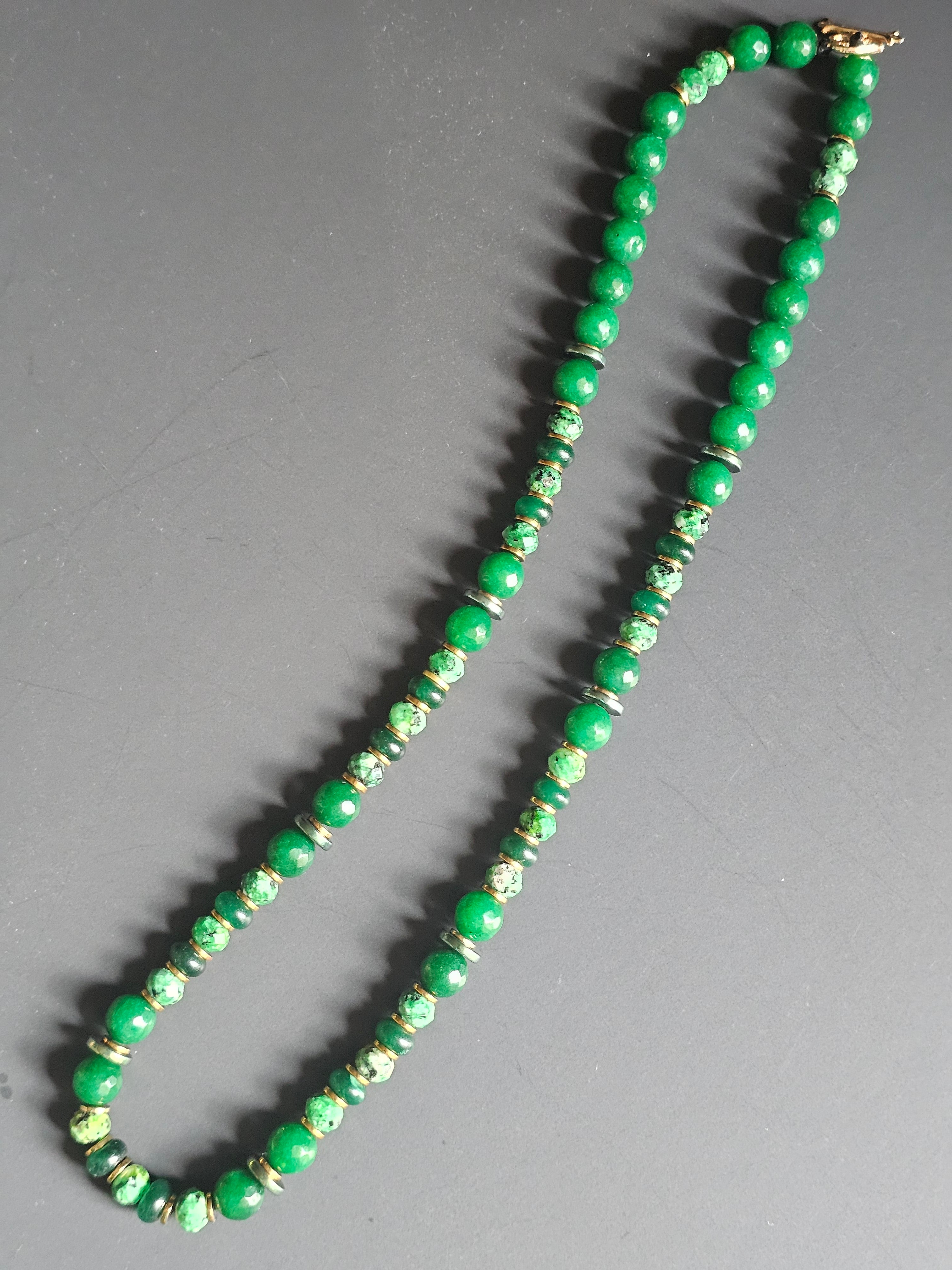 Green Jade & Green Howlite ft. Green & Gold Hematite