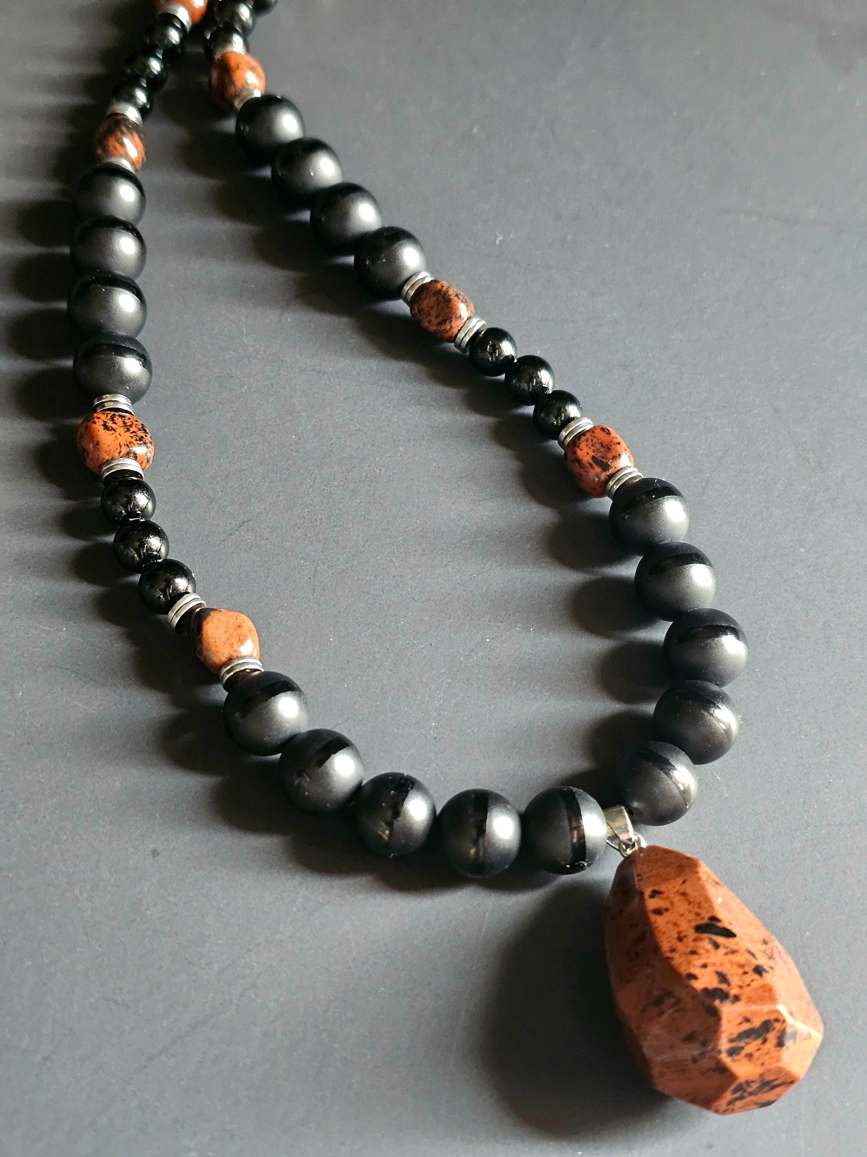 Matte Onyx ft. Mahogany Obsidian Pendant