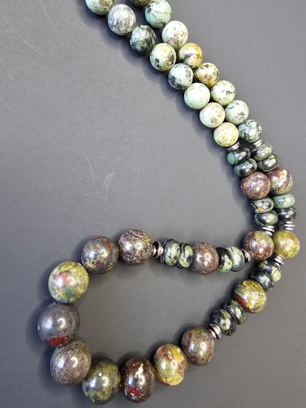 Bloodstone, Kambaba Jasper, & African Turquoise ft. Hematite