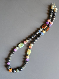 Falcons Eye, Multi-colored Crackle Quartz, Agate, & Black Lava Rock