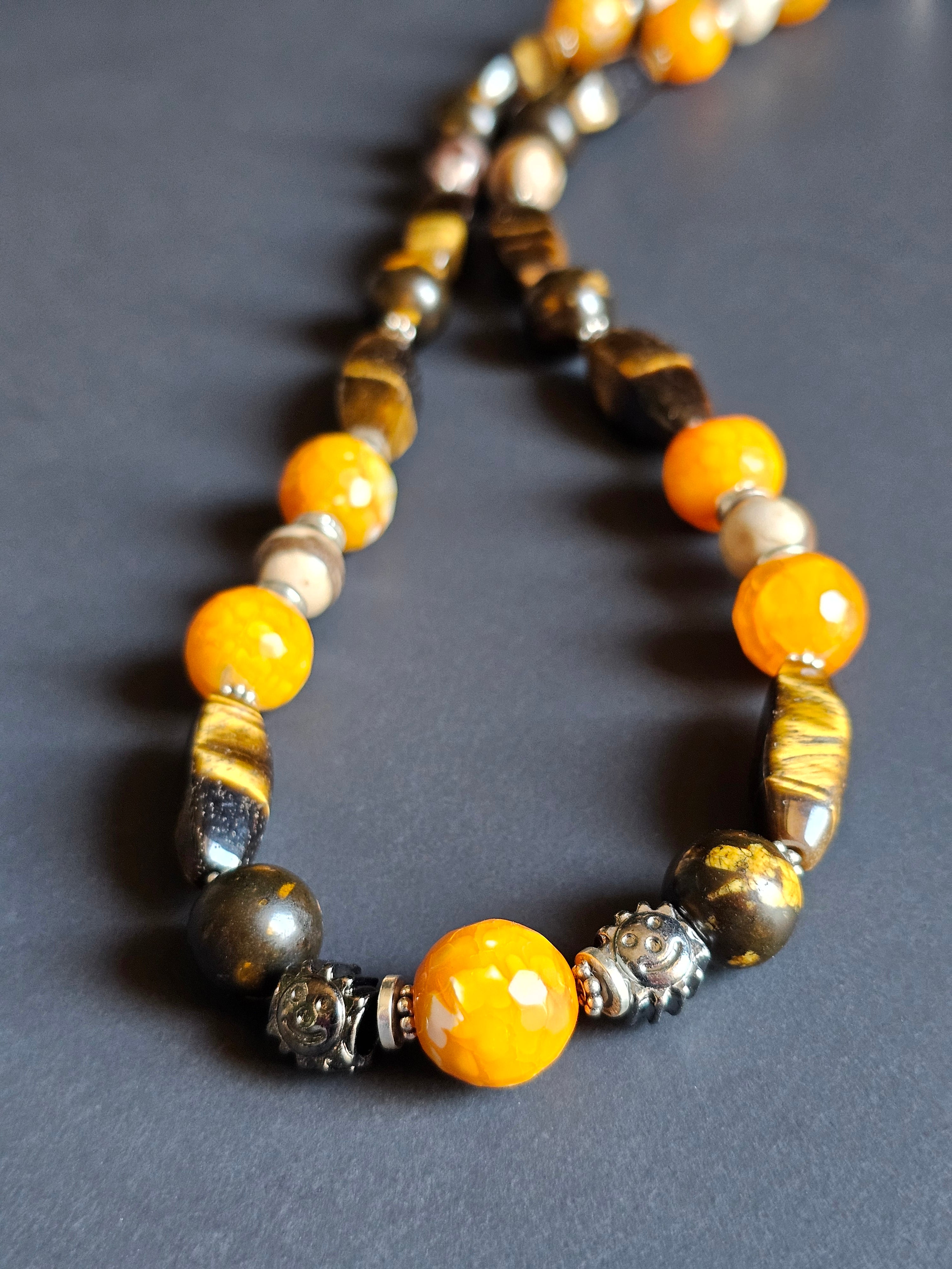 Orange Crackle Quartz, Jasper, Chocolate Jasper & Tigers Eye