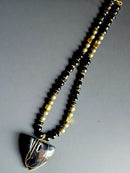 Onyx, Banded Agate, & Falcon's Eye ft. Pyrite & Copper-wrapped Onyx Pendant