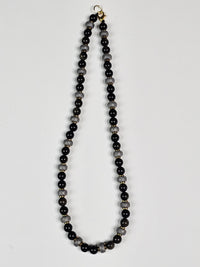 All Black Obsidian & Druzy With Goldtone/Silvertone Hematite Spacers
