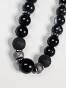All Black Onyx & Druzy With Silvertone Hematite Spacers
