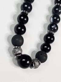 All Black Onyx & Druzy With Silvertone Hematite Spacers