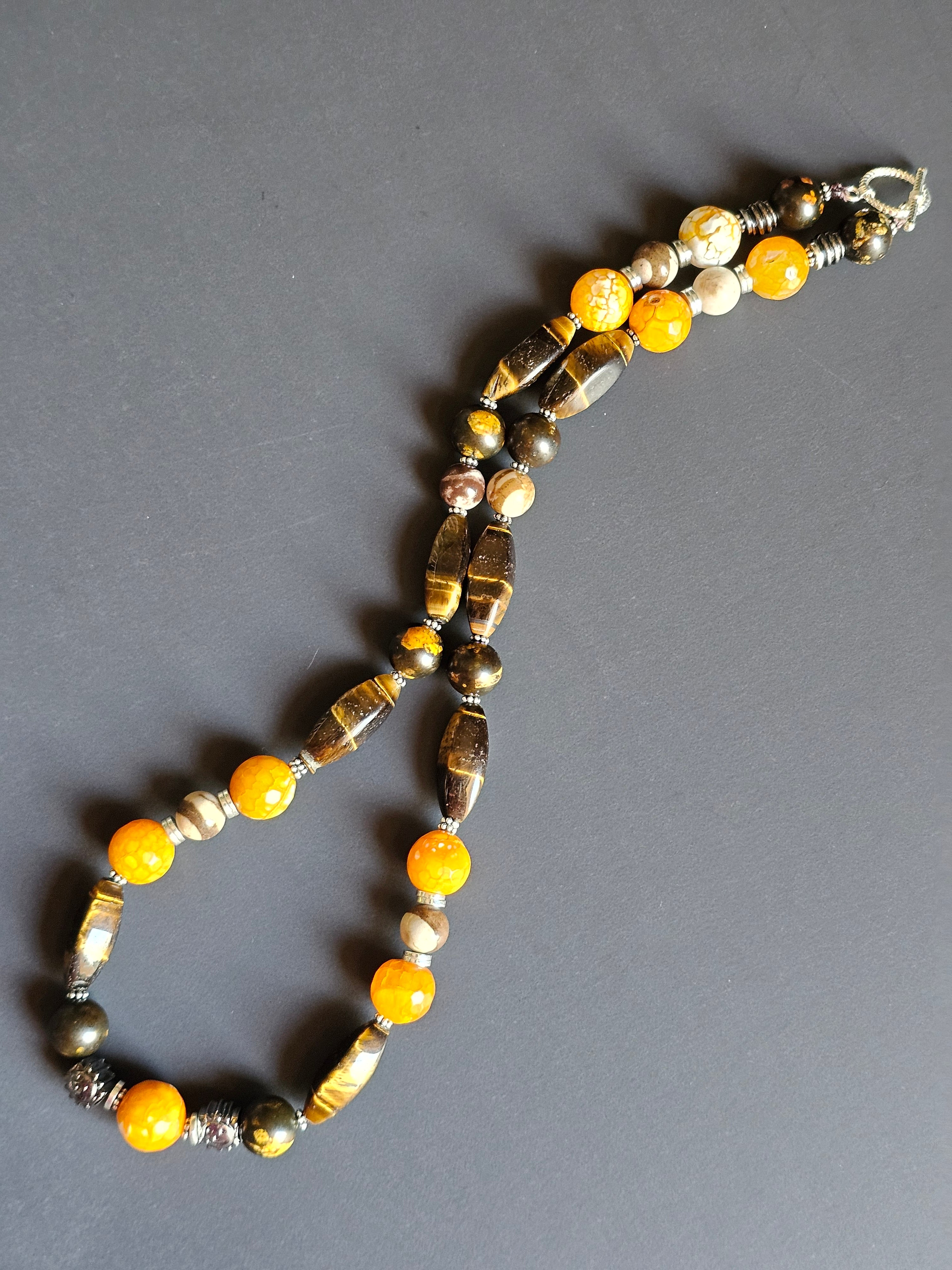 Orange Crackle Quartz, Jasper, Chocolate Jasper & Tigers Eye