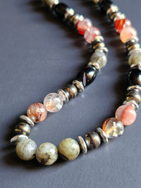 Labradorite & Black Agate ft. Red Rutilated Quartz and Striped Hematite