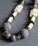Black & White Lava Rock ft. Reconstructed Shell & Hematite