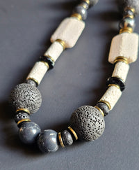 Black & White Lava Rock ft. Reconstructed Shell & Hematite
