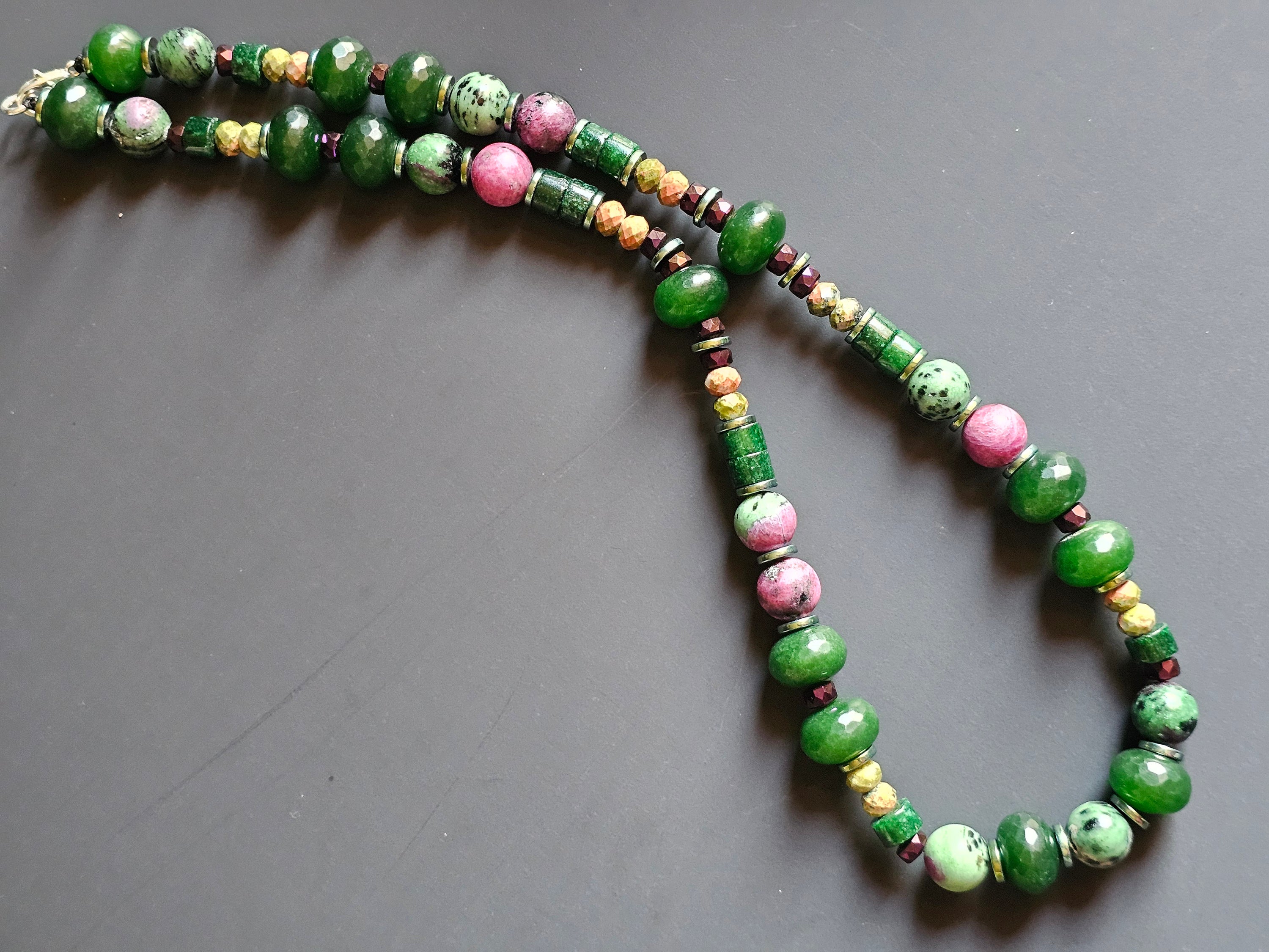 Ruby & Zoisite, Unakite, & Green Jade