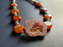 Carnelian & Peach Moonstone ft. Druzy Pendant