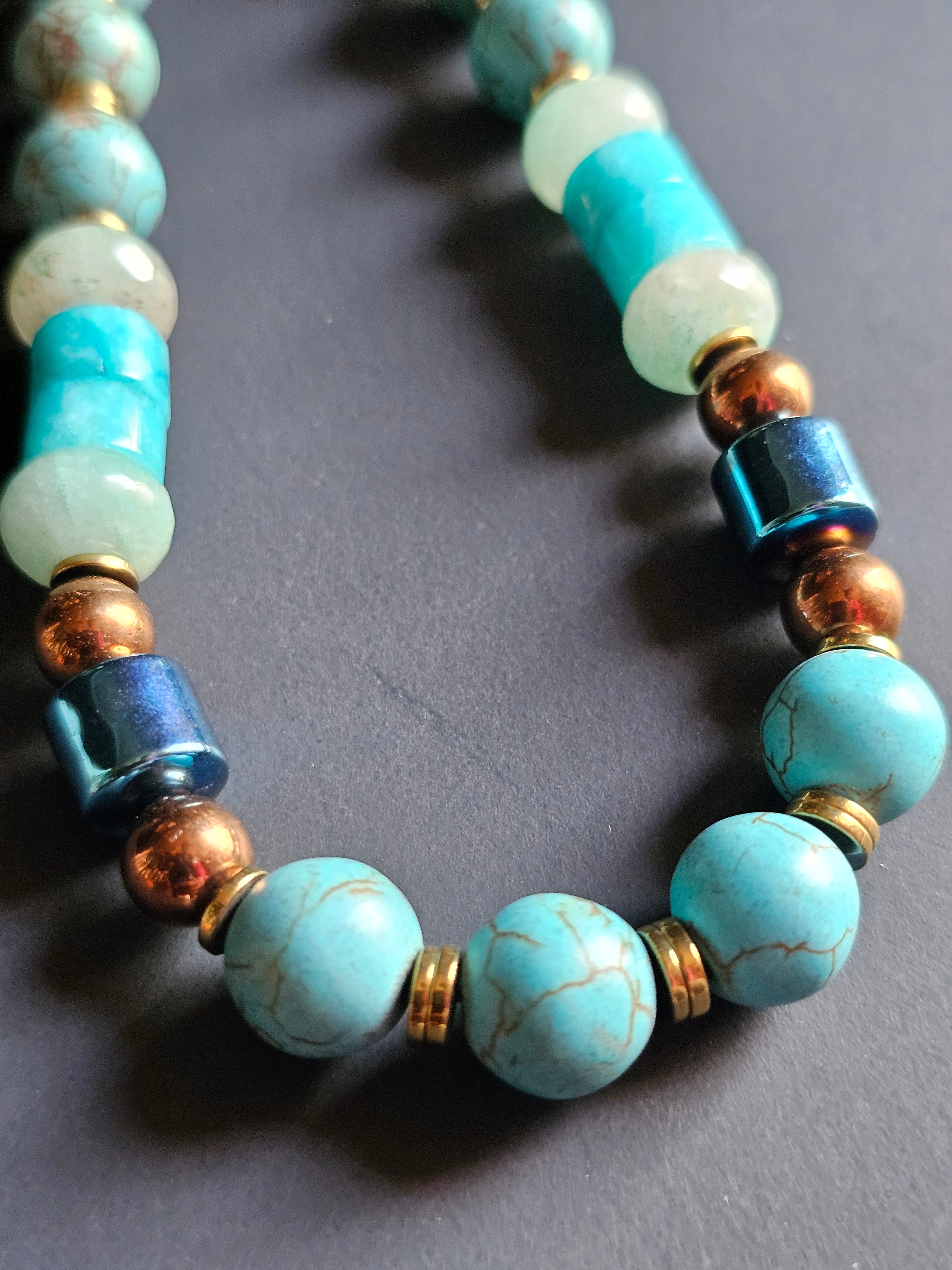 Turquoise & Blue Quartz ft. Copper, Gold & Blue-toned Hematite