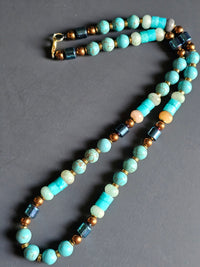Turquoise & Blue Quartz ft. Copper, Gold & Blue-toned Hematite