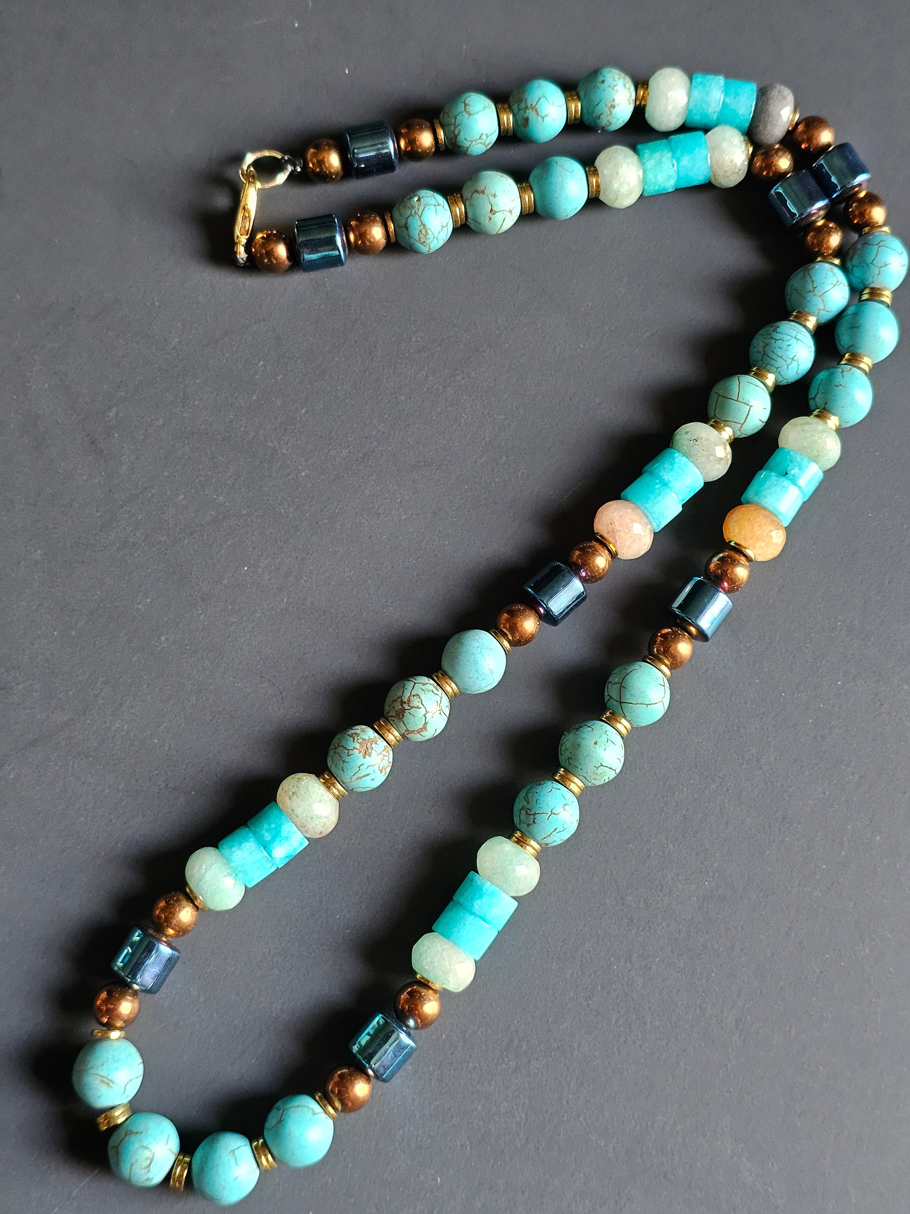 Turquoise & Blue Quartz ft. Copper, Gold & Blue-toned Hematite