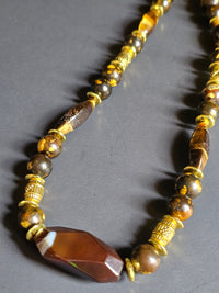 Tigers Eye & Brown Sea Sediment ft. Dyed Jade & Agate Pendant