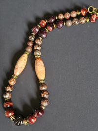 Garnet, Red Tigers Eye, & Brown Sea Sediment ft. Fossilized Coral & Gold Hematite