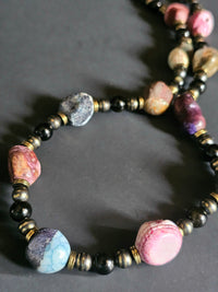 Multi-colored Rough Cut Agate ft. Striped Hematite & Obsidian