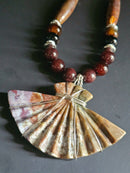 Dyed Jade & Brown Agate ft. Brown Lava Rock, Jasper & Ocean Jasper Pendant