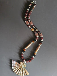 Dyed Jade & Brown Agate ft. Brown Lava Rock, Jasper & Ocean Jasper Pendant