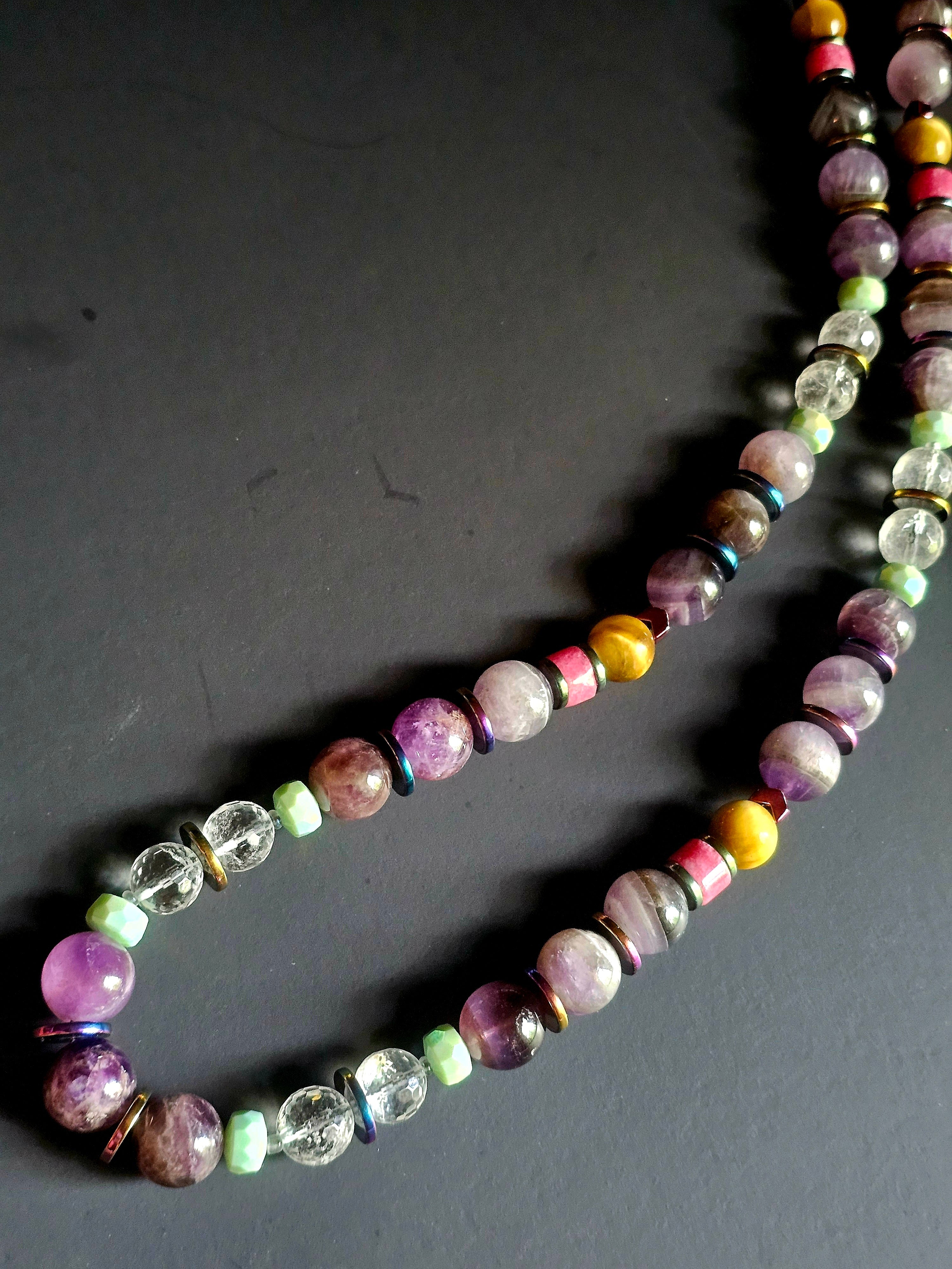 Amethyst & Clear Quartz ft. Strawberry Quartz & Golden Tigers Eye