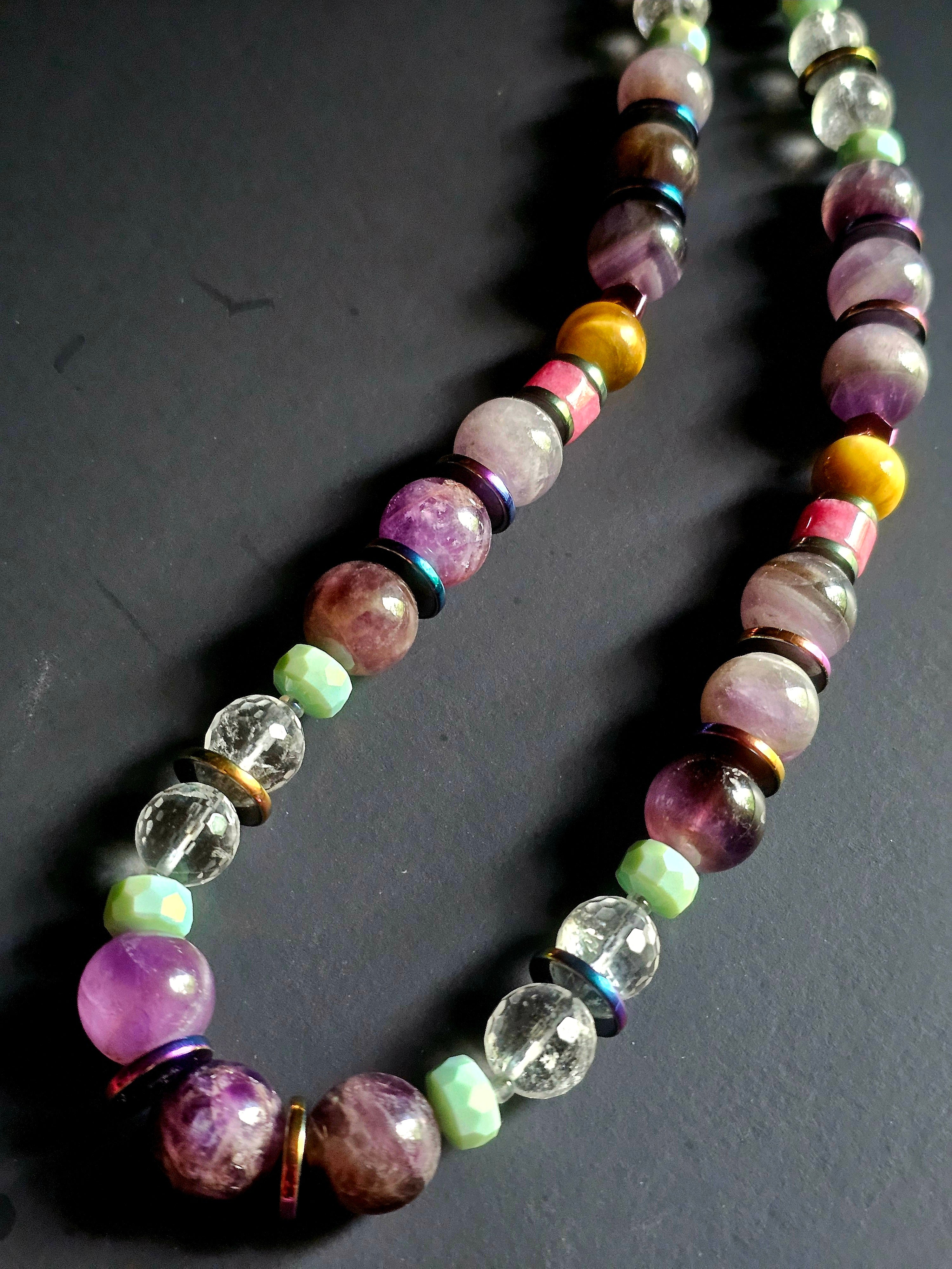 Amethyst & Clear Quartz ft. Strawberry Quartz & Golden Tigers Eye
