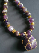 Chevron & Dream Amethyst ft. Amethyst Copper-wrapped Pendant