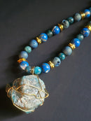 Blue Apatite & Blue Reconstructed Shell ft. Druzy & Blue Apatite Pendant