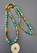 Malachite, Green Lava Rock, Tigers Eye, & Hematite ft. Nazar Pendant