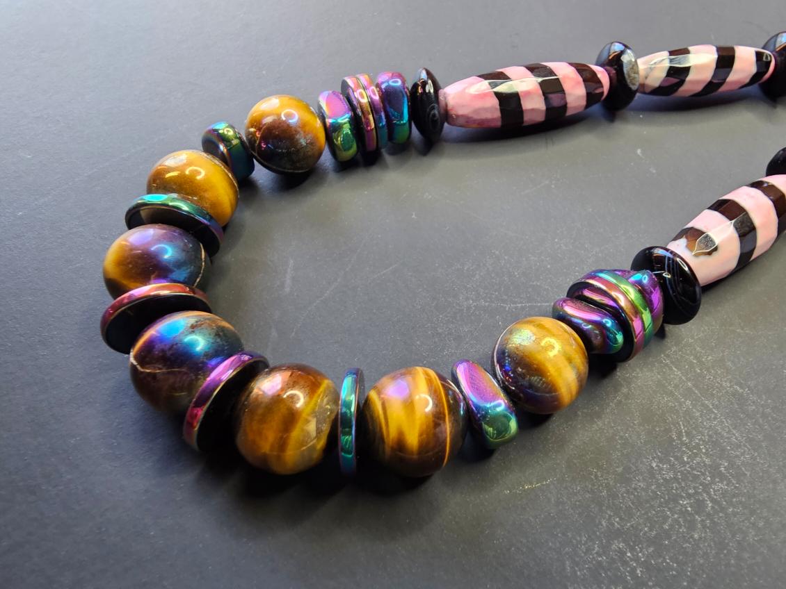Electroplated Tigers Eye ft. Iridescent Hematite