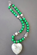 Green Jade ft. Labradorite & Labradorite Heart Pendant