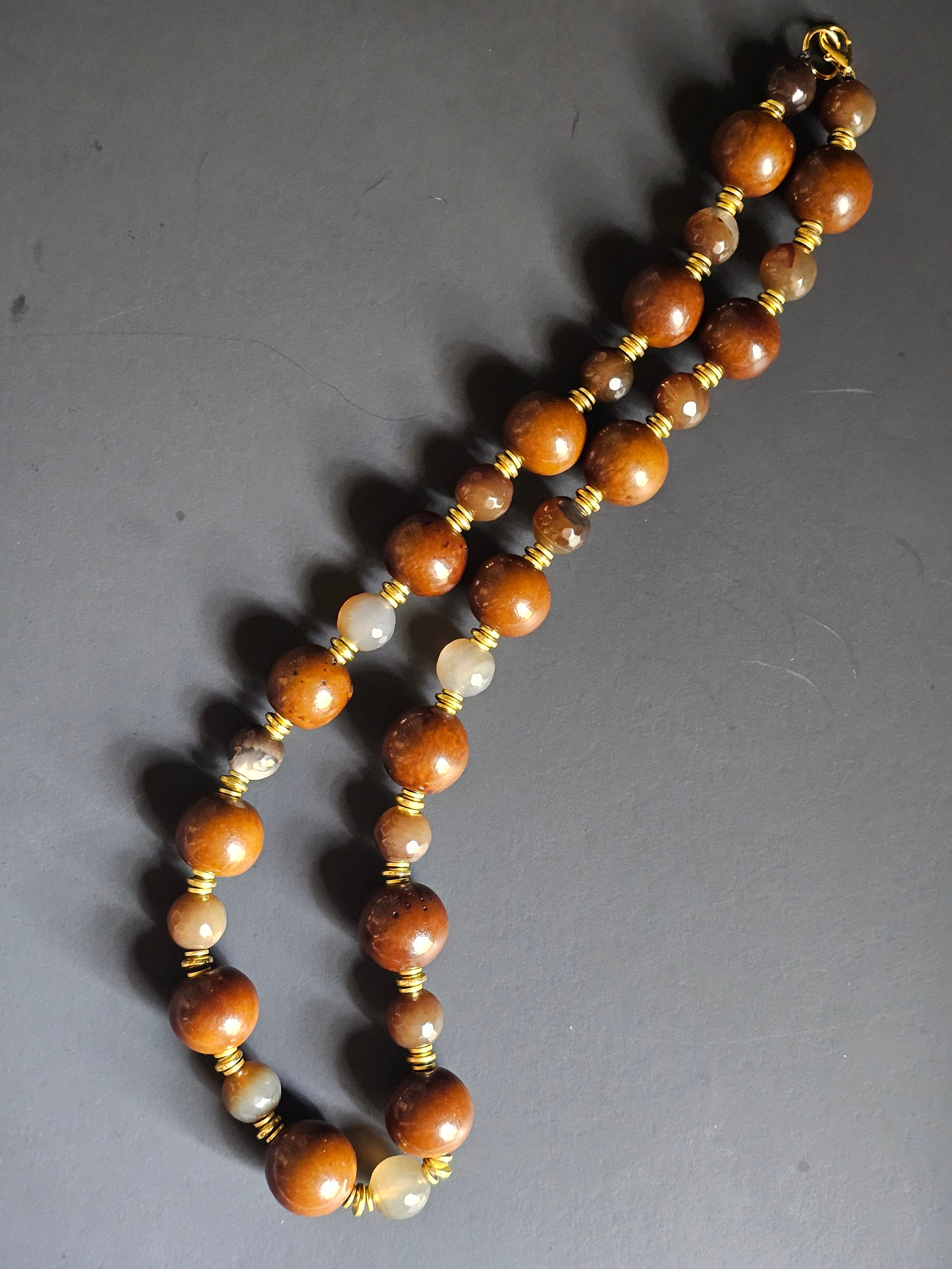 Wood Bead & Banded Agate