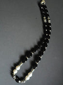 Faceted Onyx ft. White Howlite & Striped Silver Hematite
