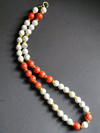 White Howlite & Sponge Coral ft. Gold Hematite