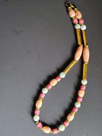 Sunstone, Strawberry Quartz & Aquamarine ft. Gold-plated Lava Rock & Gold Hematite