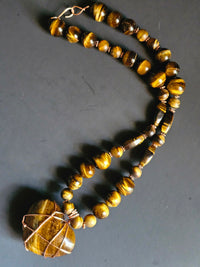 Tigers Eye ft. Tigers Eye Copper-wrapped Pendant