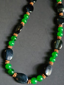 Blue Tigers Eye & Green Jade