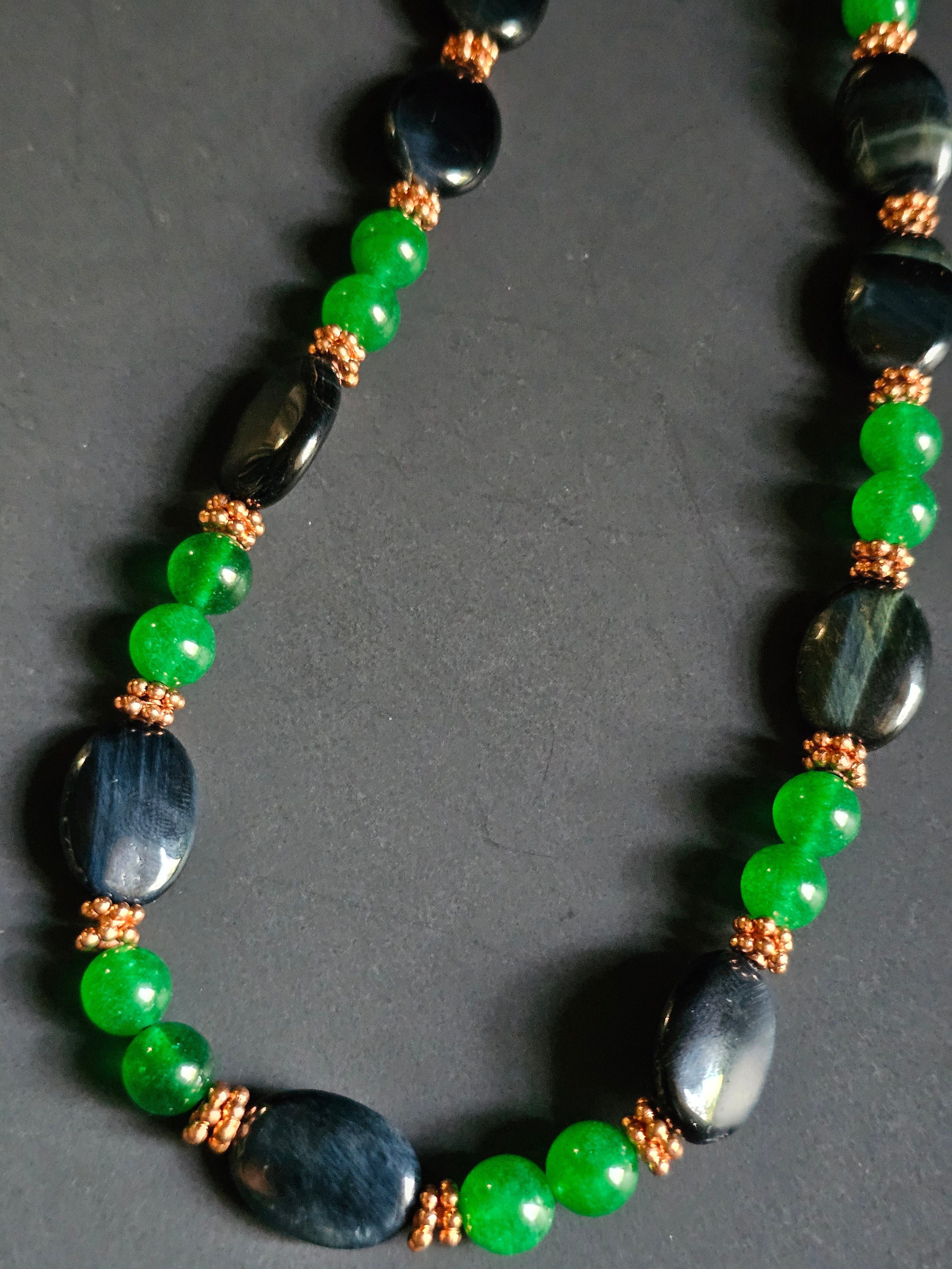 Blue Tigers Eye & Green Jade