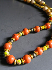 Red Jasper ft. Green Jasper, Striped Black/Gold Hematite & Fossilized Coral