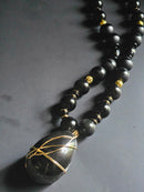 Goliath Collection: Striped Matte Onyx & Obsidian ft. Gold Plated Lava Rock & Obsidian Pendant