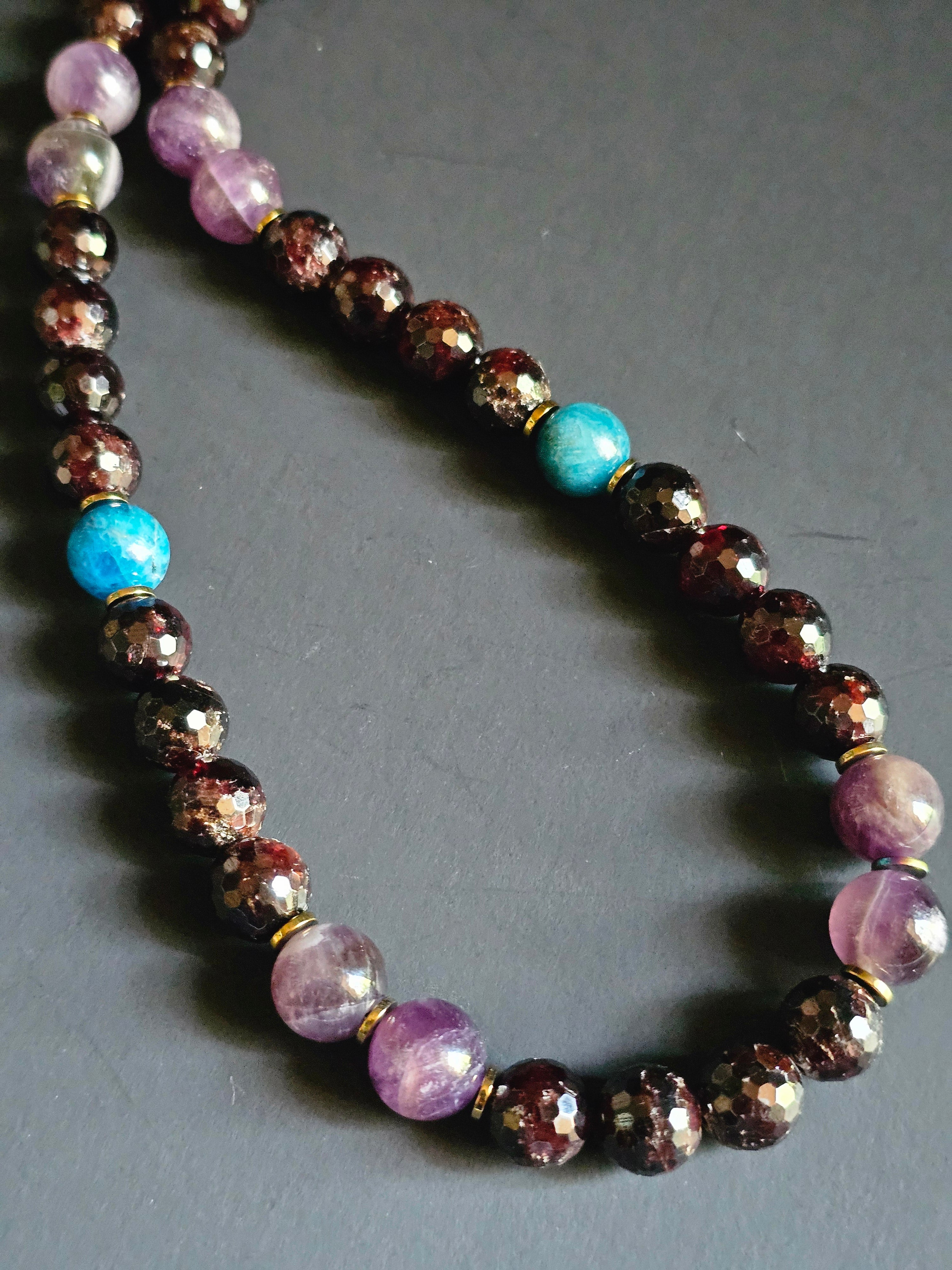 Faceted Garnet ft. Amethyst & Blue Apatite