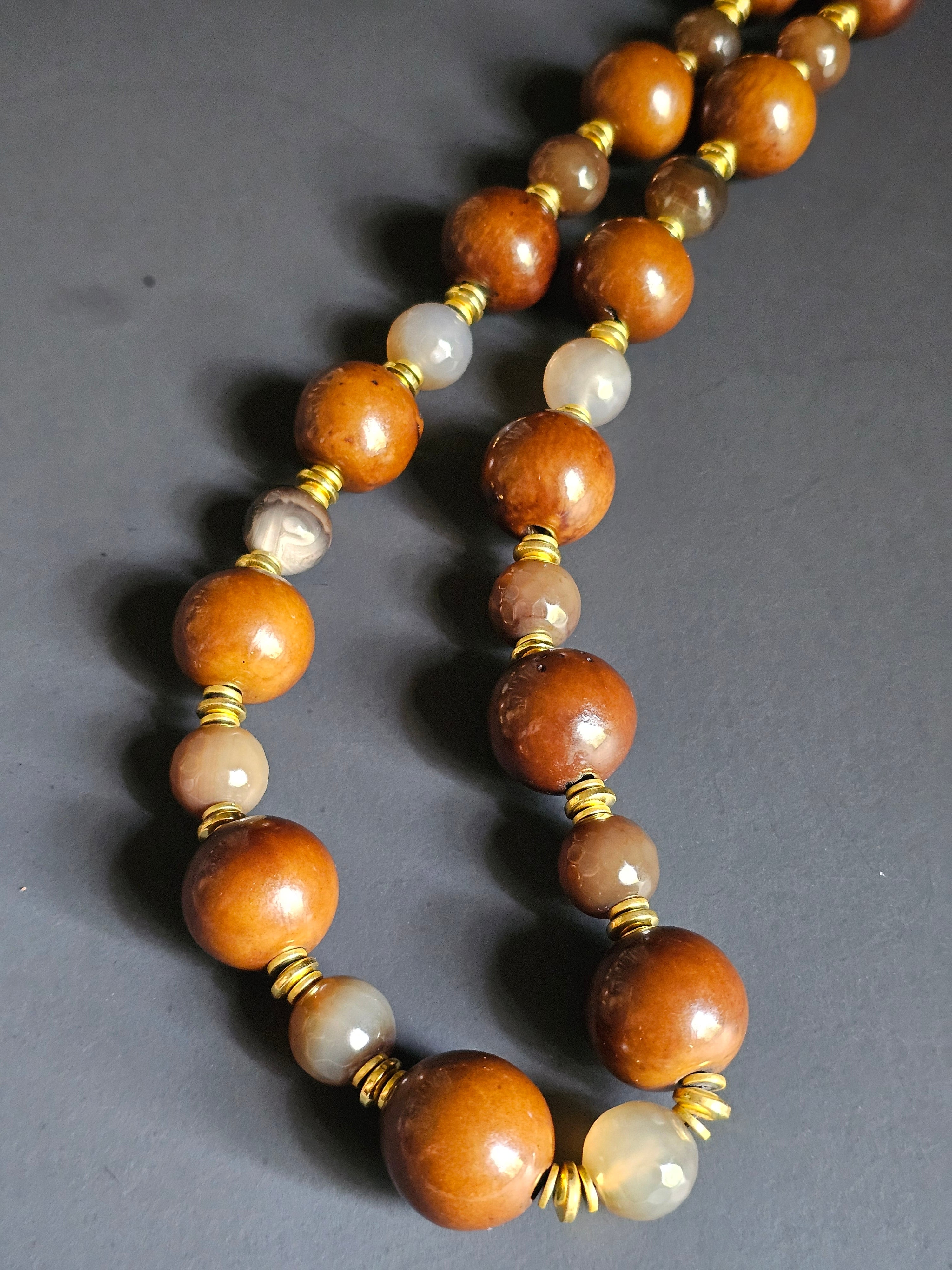 Wood Bead & Banded Agate