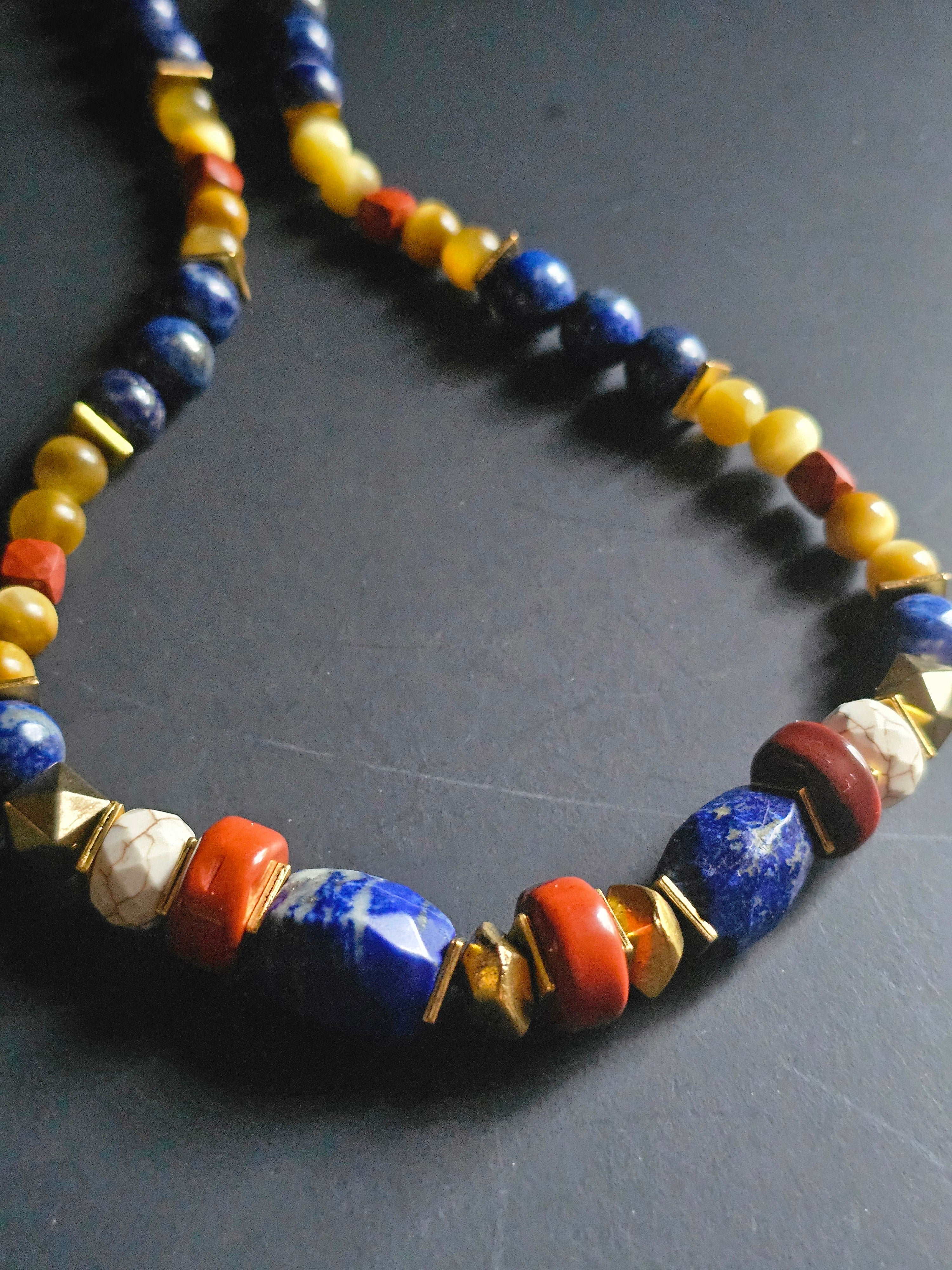 Red Jasper and Lapis Lazuli ft. Howlite & Golden Tigers Eye