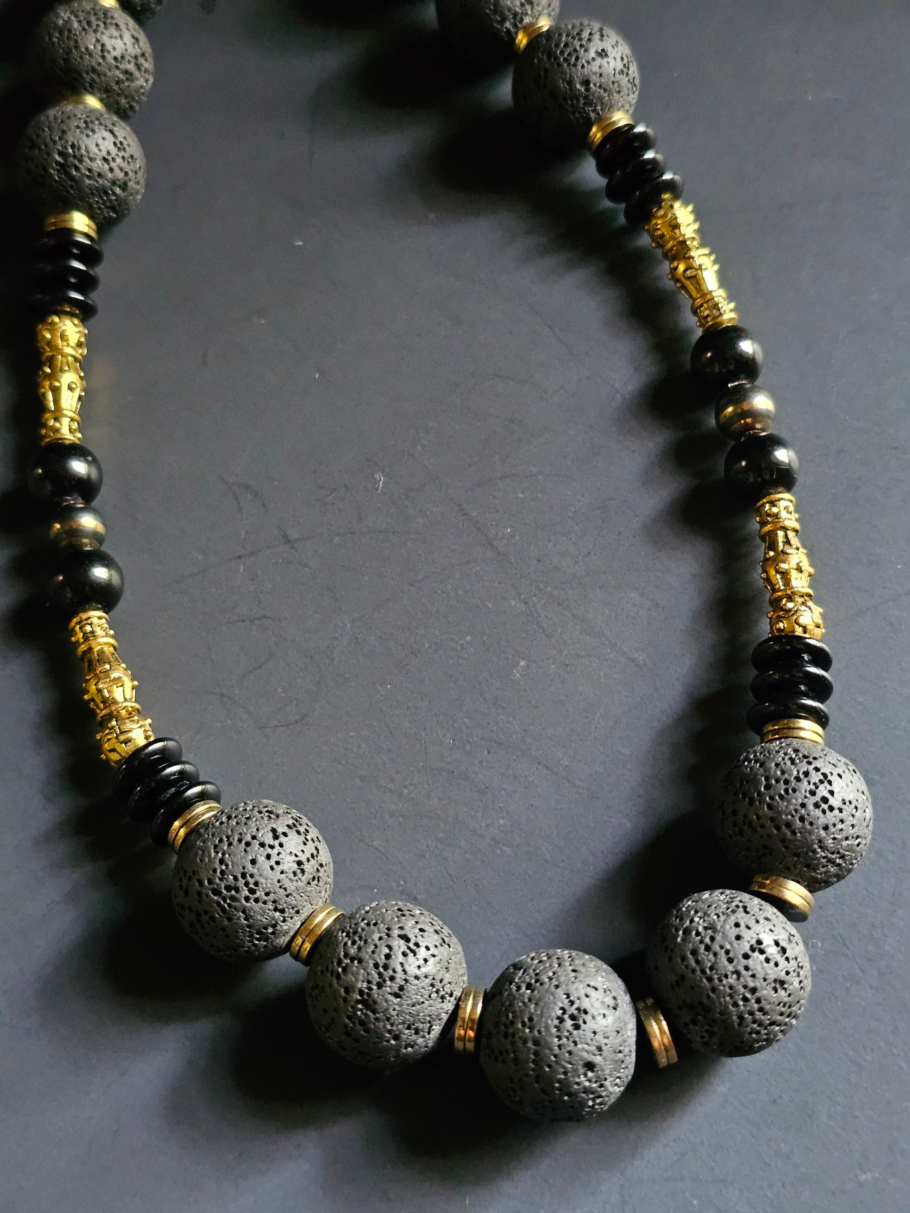 Lava Rock ft. Onyx & Gold Hematite