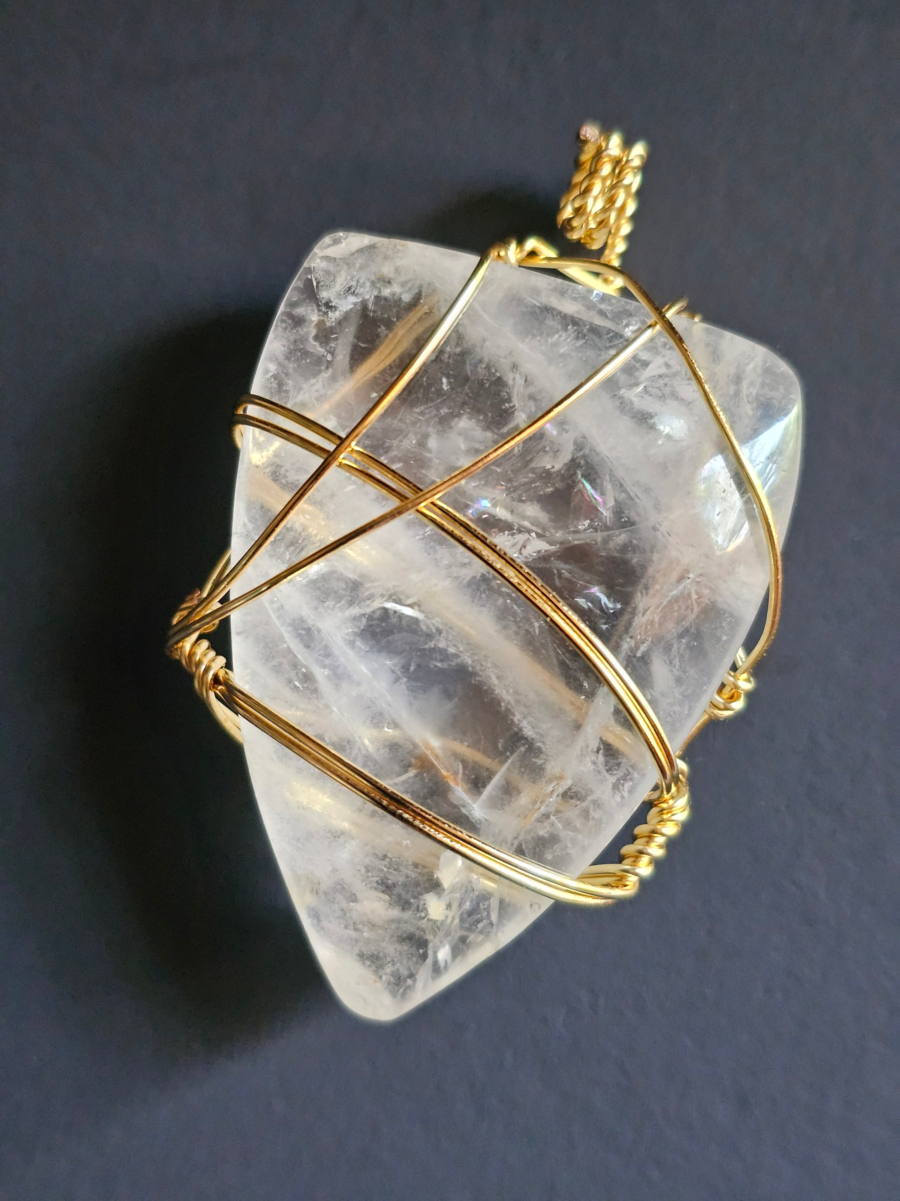 Clear Quartz Copper-wrapped Pendant