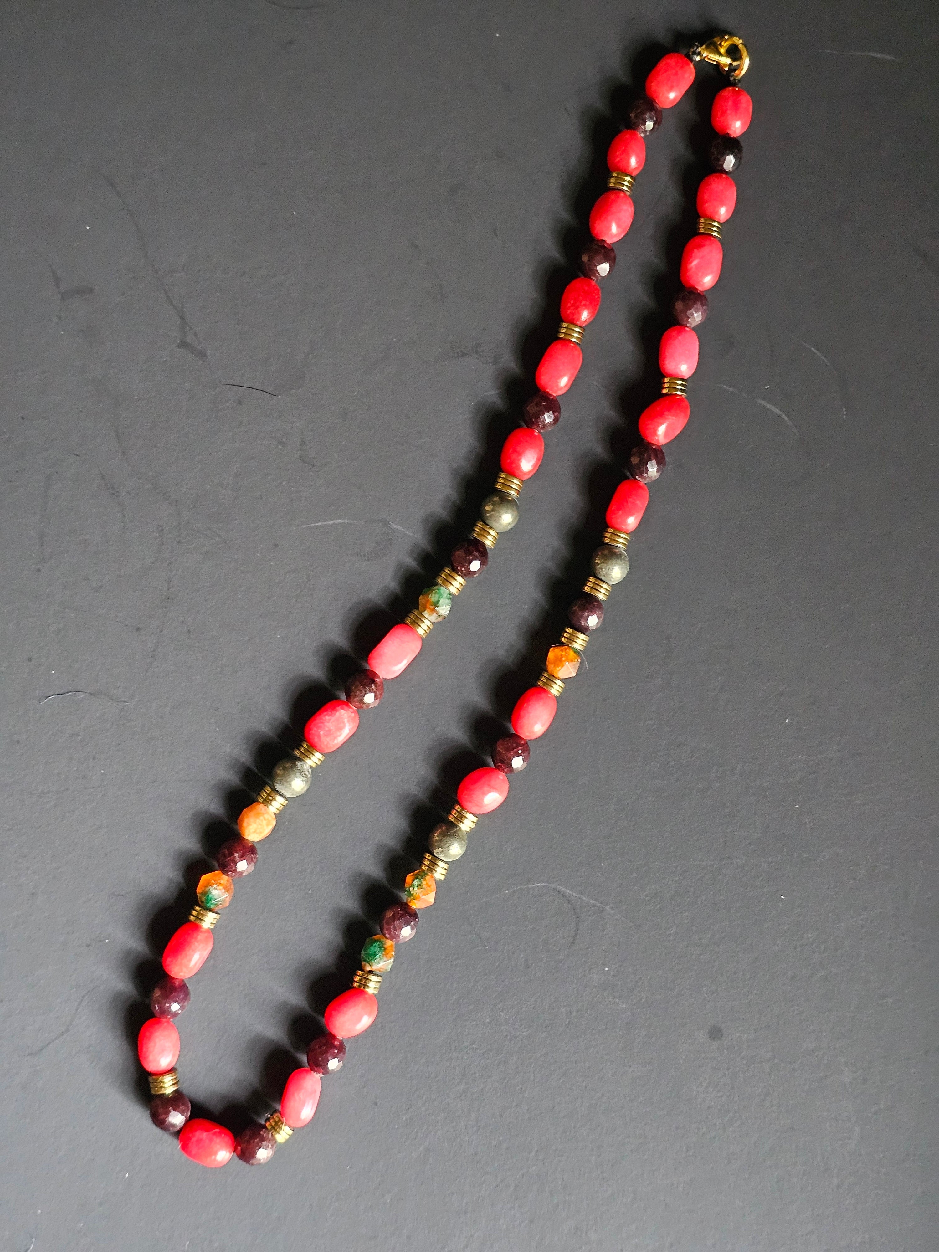 Strawberry Quartz ft. Faceted Garnet, Cantaloupe Jasper, Pyrite & Gold Hematite