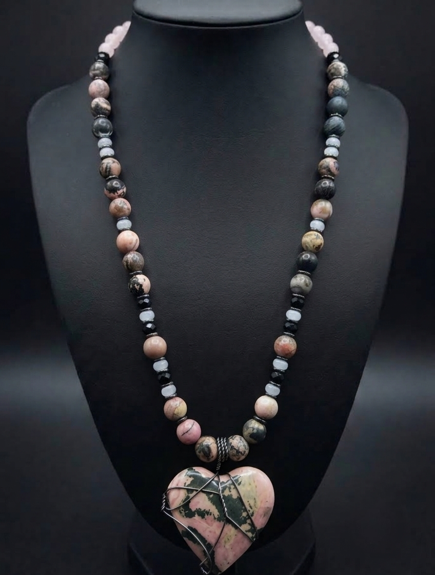 The Valiant Rhodonite Heart